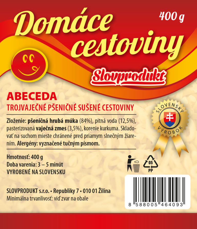 Vaječné cestoviny Abeceda